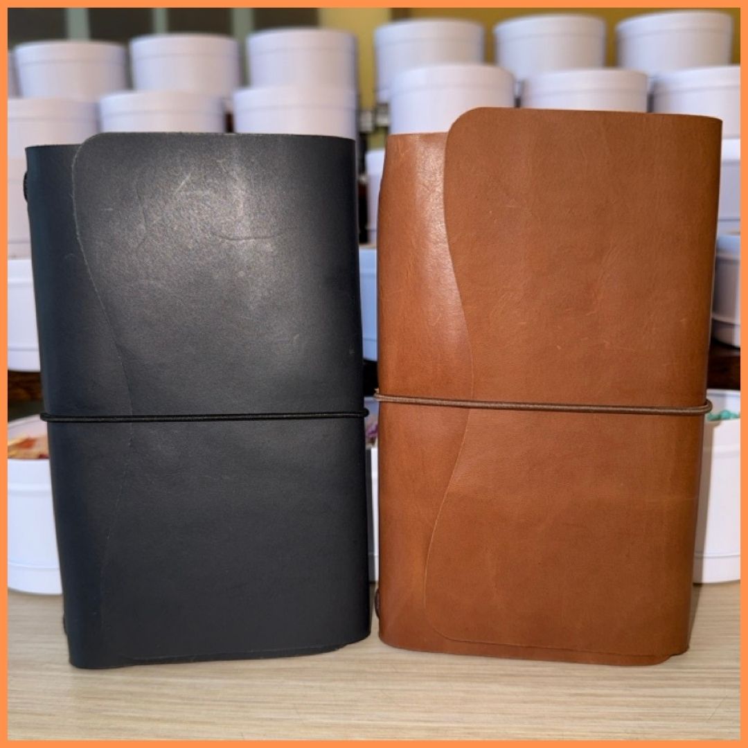 Handmade A6 Leather Journal – Small Veg Tan Notebook
